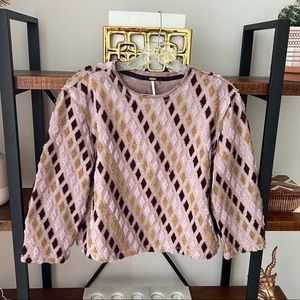 Free People boho crop sweater / blouse - print - women’s size XL